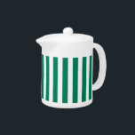 Forest green and white candy stripes teapot<br><div class="desc">Forest green and white candy stripes</div>
