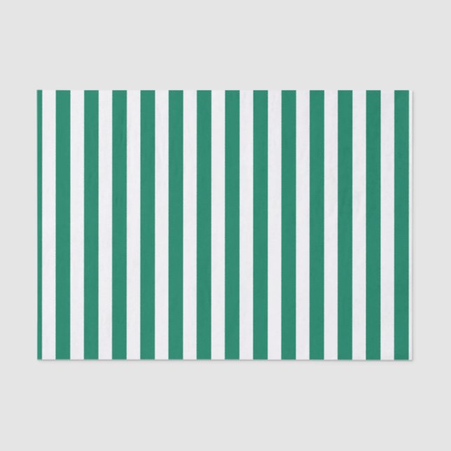Forest green and white candy stripes tissue paper (Front)