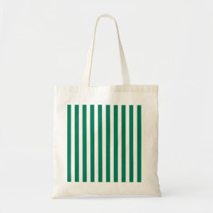 Forest green and white candy stripes tote bag