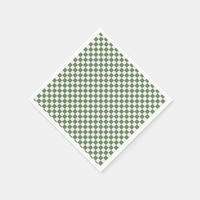 Forest Green and White Checkered Napkins (Corner)