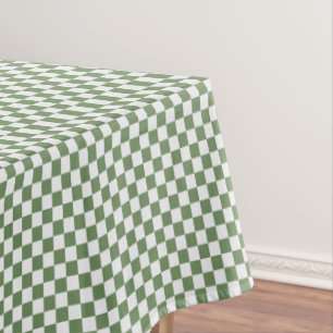 Forest Green and White Checkered Tablecloth