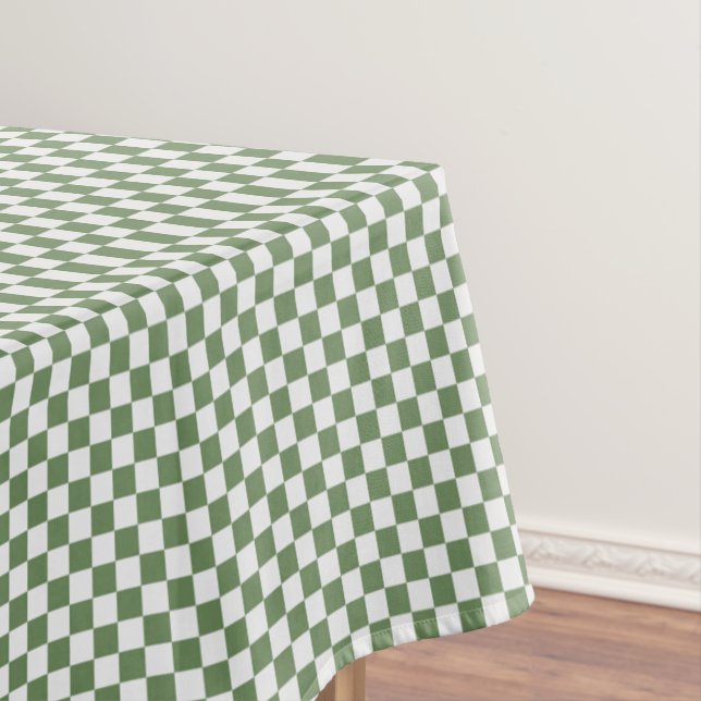 Forest Green and White Checkered Tablecloth (In Situ)