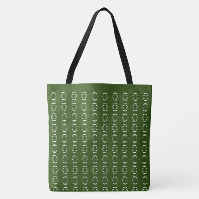 Forest Green and White Cross Pattern Tote Bag (Front)
