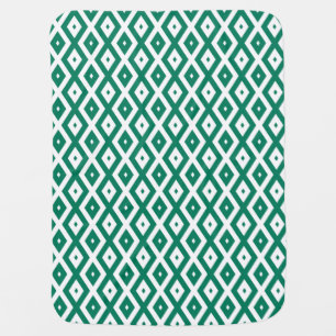 Forest green and white diamond pattern baby blanket