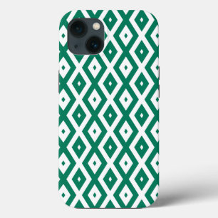 Forest green and white diamond pattern Case-Mate i iPhone 13 Case