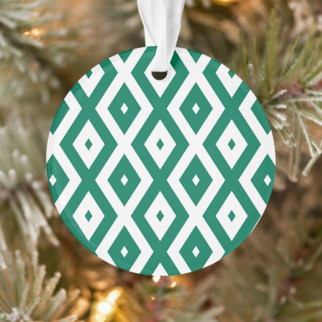 Forest green and white diamond pattern ornament (Tree)