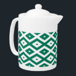 Forest green and white diamond pattern teapot<br><div class="desc">Forest green and white diamond pattern</div>