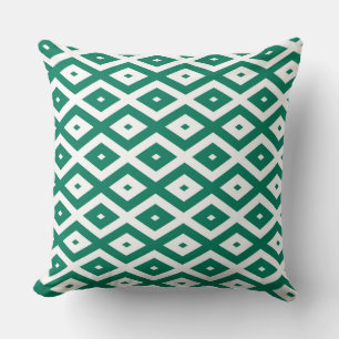 Forest green and white diamond pattern throw pillow