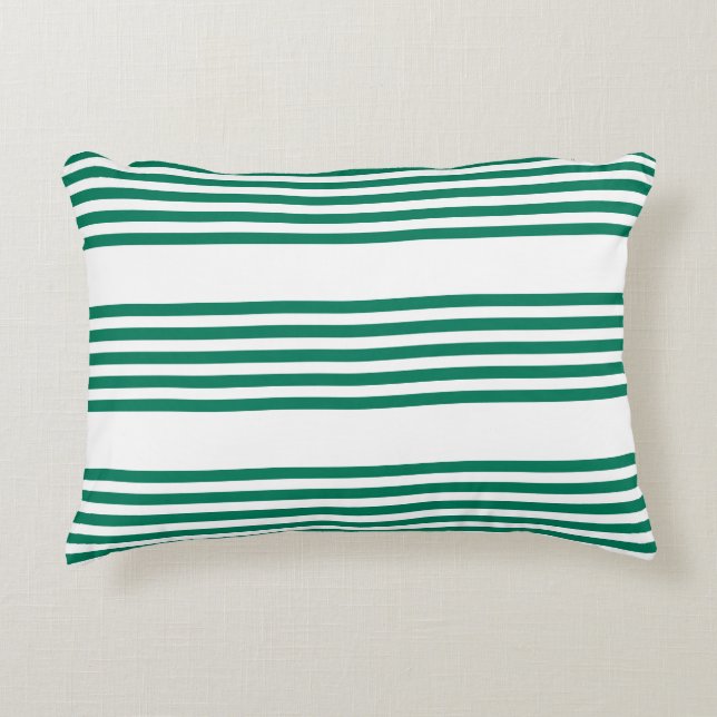 Forest green and white five stripe pattern accent pillow (Front)