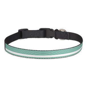 Forest green and white five stripe pattern pet collar