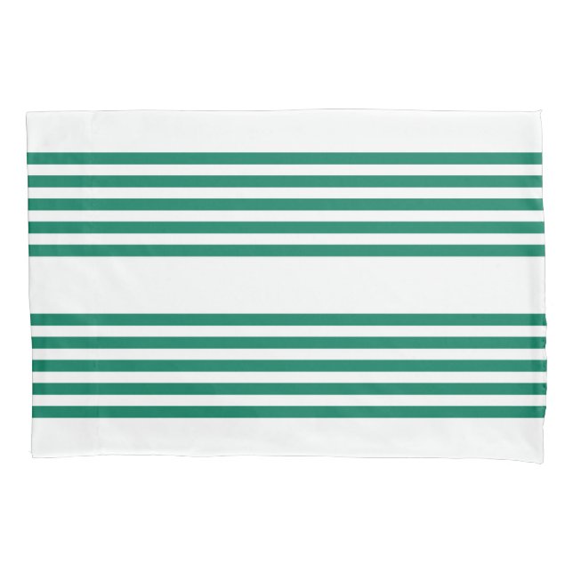Forest green and white five stripe pattern pillow case (Front)