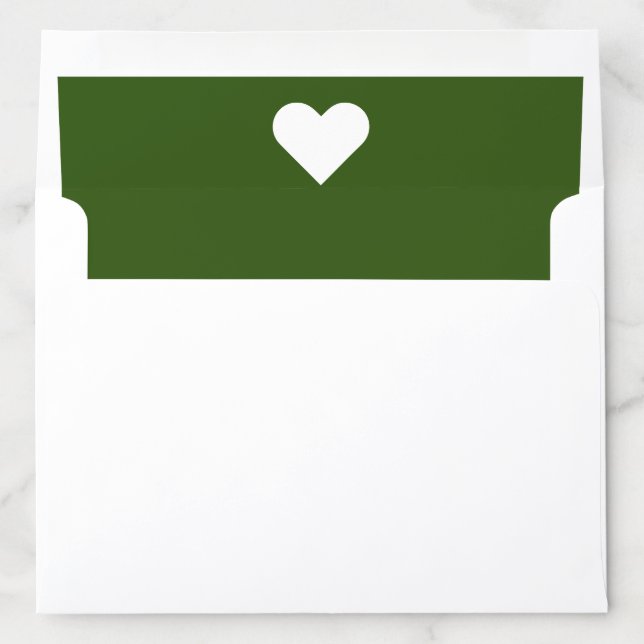 Forest Green and White Heart Envelope Liner (In Envelope)