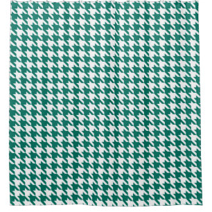 Forest green and White Houndstooth Pattern Shower Curtain