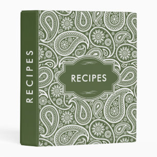 Forest Green And White Paisley Pattern Mini Binder