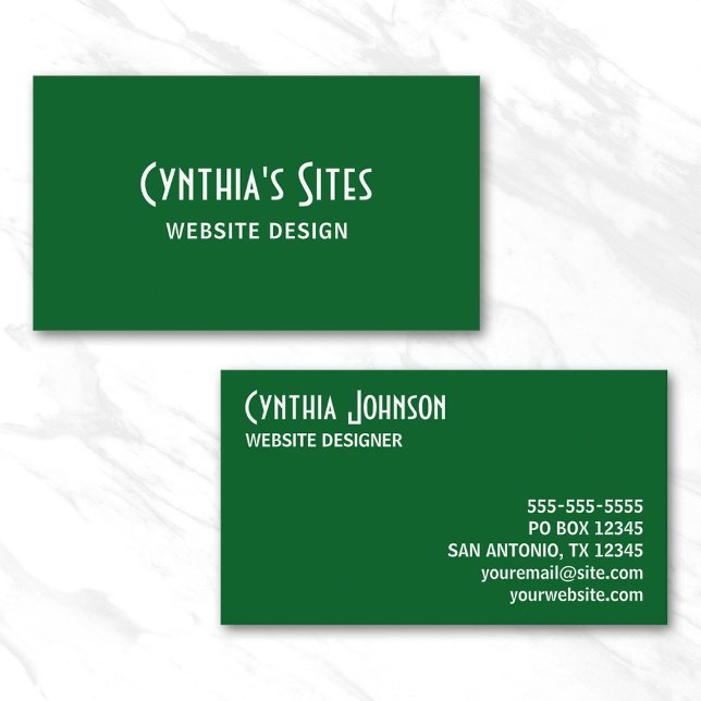 Forest Green and White Retro Bold Business Card (Forest Green and White Retro Bold Business Card)
