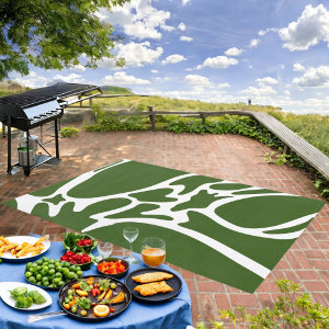 Forest green and White Rug