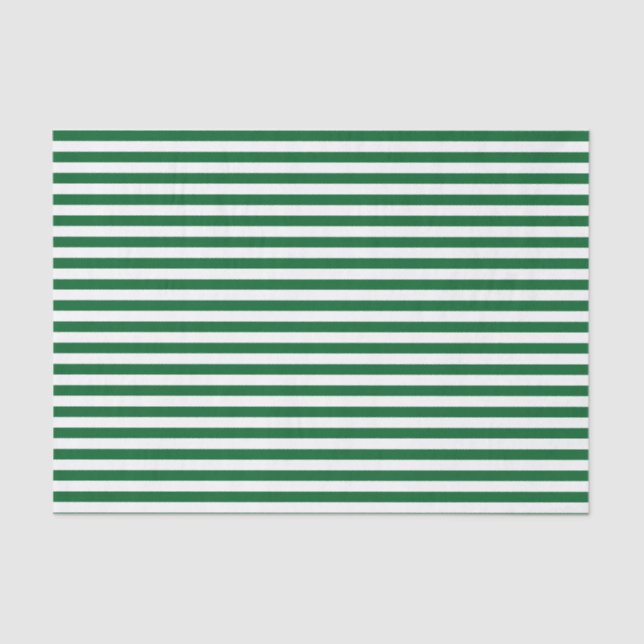 Forest Green and White Stripes Tissue Paper (Front)
