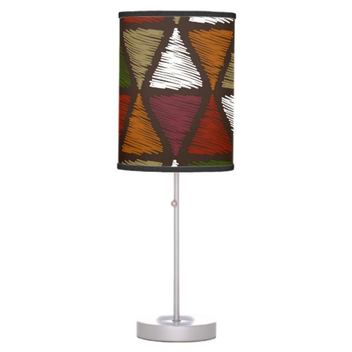 _ Forest Green And White Tribal Quilting Fabric Table Lamp