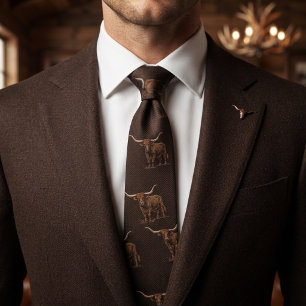 Forest Green Antique Gold Texas Longhorn Heritage Neck Tie