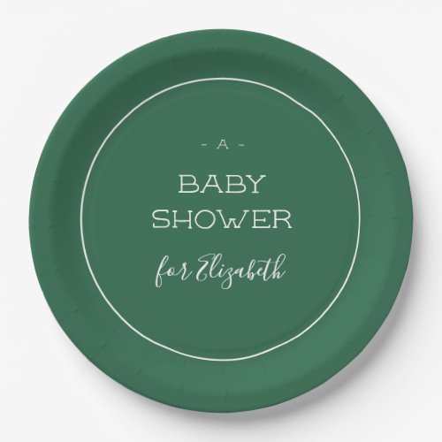 Forest Green Baby Shower Paper Plates