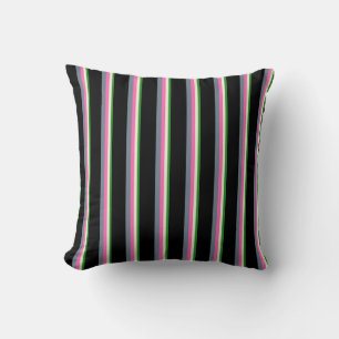 Forest Green, Beige, Hot Pink, Slate Gray & Black Throw Pillow