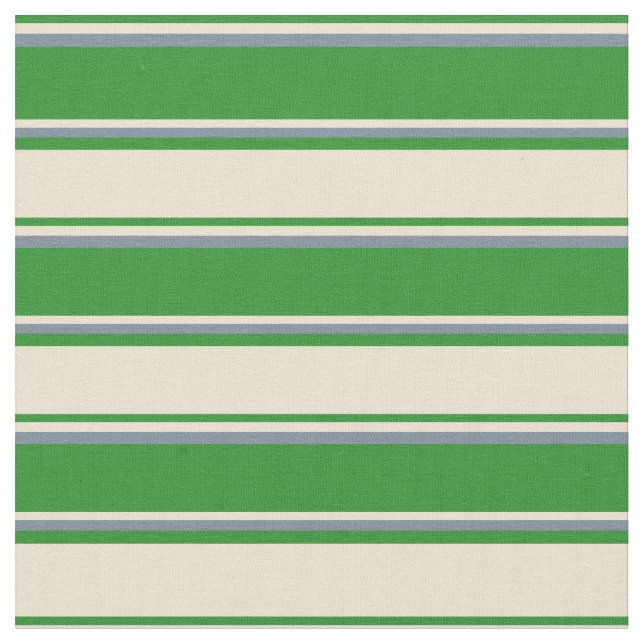 Forest Green, Beige & Light Slate Gray Lines Fabric (Close Up)