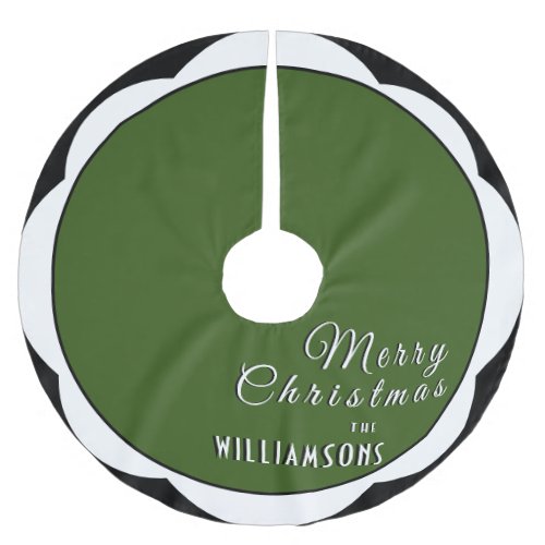 Forest Green  Black and White 3D Text Elegant   Brushed Polyester Tree Skirt