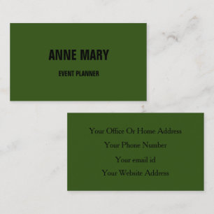 Forest Green Black Classy Wedding Custom Colors Business Card
