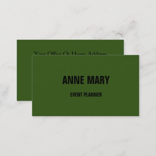 Forest Green Black Classy Wedding Custom Colors Business Card