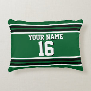 Forest Green Black Team Jersey Custom Number Name Accent Pillow
