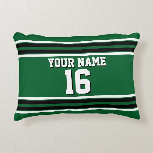 Forest Green Black Team Jersey Custom Number Name Accent Pillow