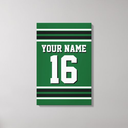 Forest Green Black Team Jersey Custom Number Name Canvas Print