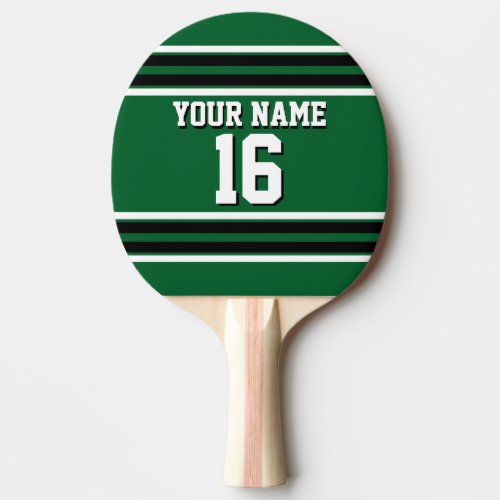 Forest Green Black Team Jersey Custom Number Name Ping Pong Paddle