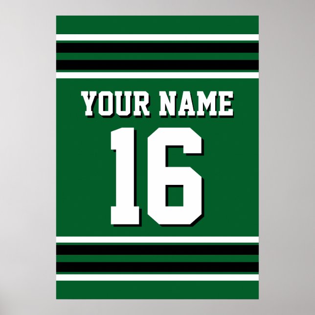 Forest Green Black Team Jersey Custom Number Name Poster (Front)