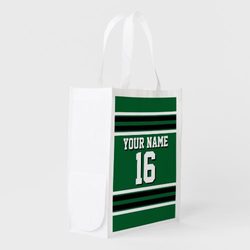 Forest Green Black Team Jersey Custom Number Name Reusable Grocery Bag