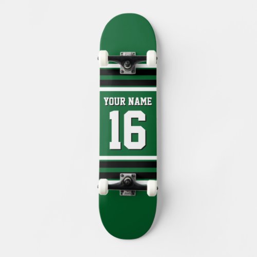 Forest Green Black Team Jersey Custom Number Name Skateboard Deck
