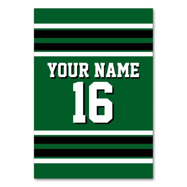 Forest Green Black Team Jersey Custom Number Name Table Number (Back)