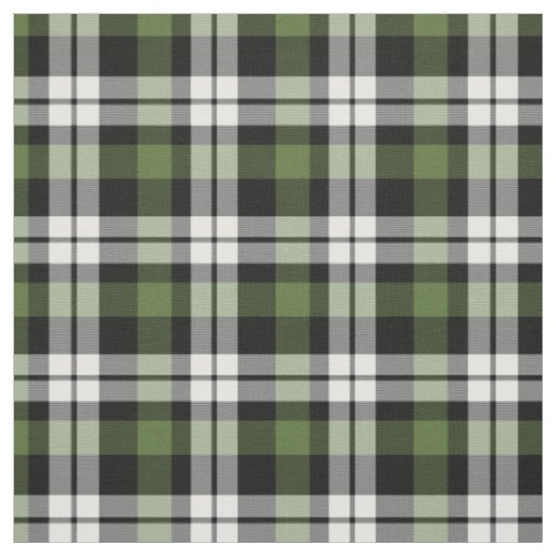 Forest Green Black White Tartan Squares Pattern Fabric