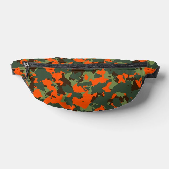 Forest Green Blaze Orange Camo Fanny Pack (Lay Down)