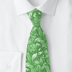 Forest Green Botanical Batik Neck Tie