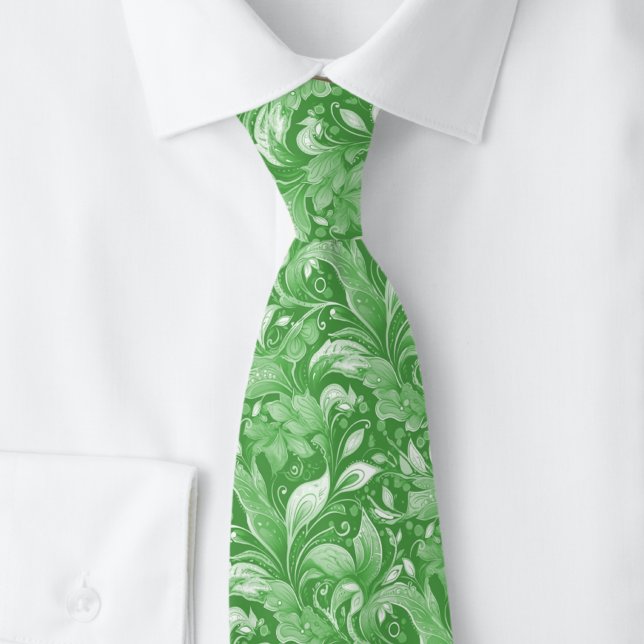 Forest Green Botanical Batik Neck Tie (Creator Uploaded)