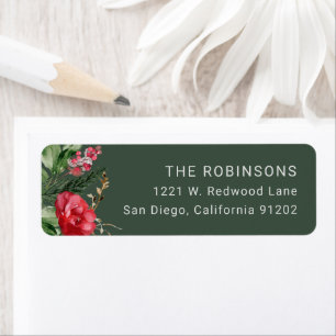 Forest Green Botanical Christmas Return Address Label