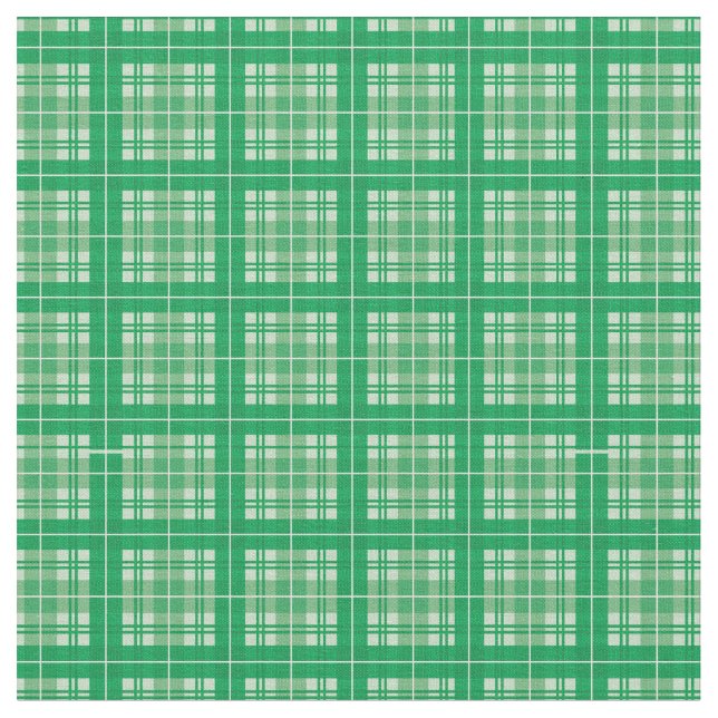 Forest Green Bright Gingham Plaid Tartan Fabric (Close Up)
