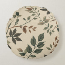 Forest Green Brown Beige Woodsy Botanical Print