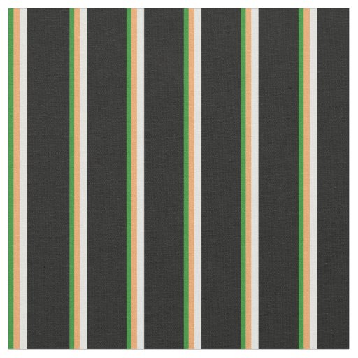 Forest Green, Brown, Light Cyan, and Black Lines Fabric