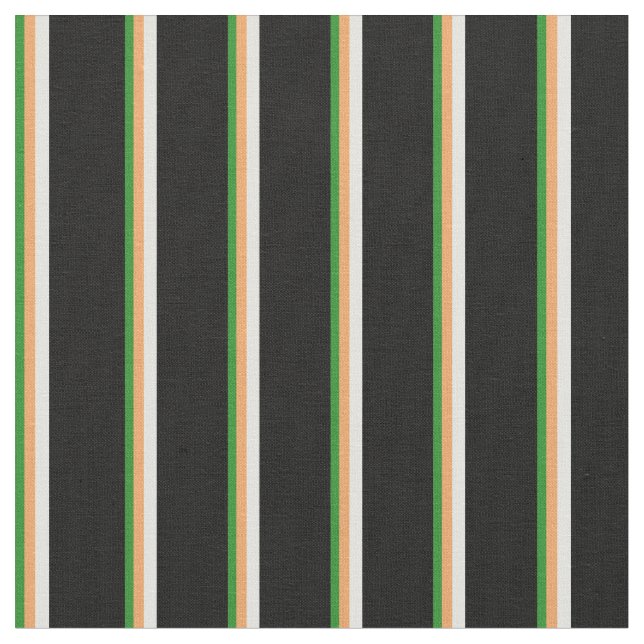 Forest Green, Brown, Light Cyan, and Black Lines Fabric (Close Up)