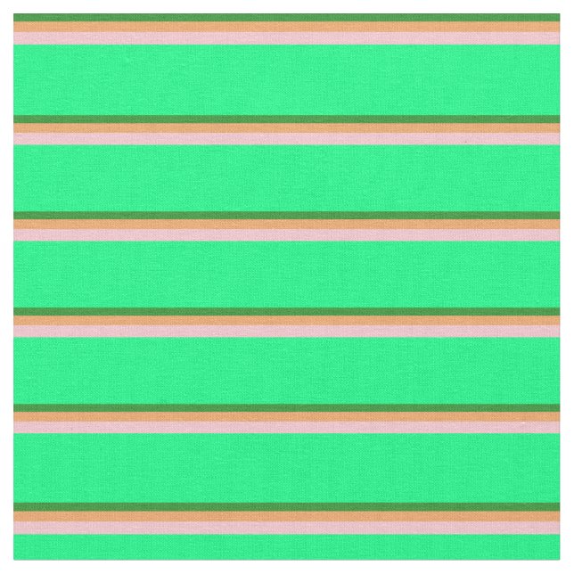 Forest Green, Brown, Pink & Green Pattern Fabric (Close Up)