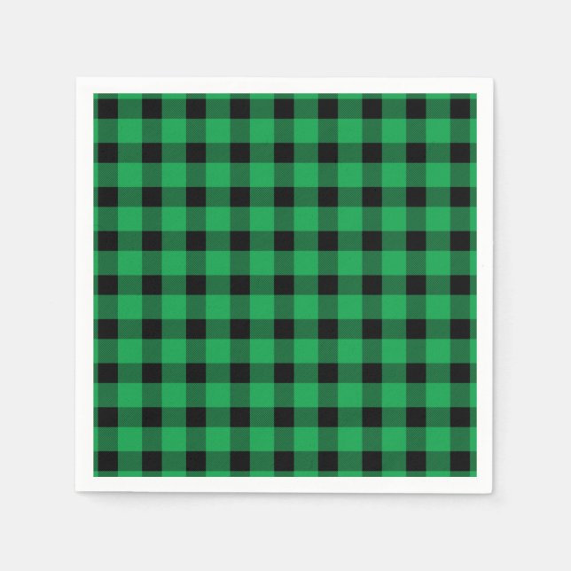 Forest Green Buffalo Country Lumberjack Plaid Napkins (Front)