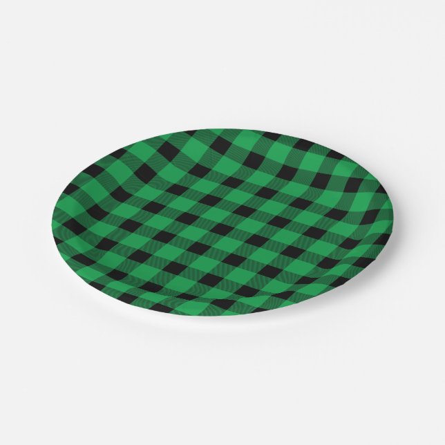 Forest Green Buffalo Country Lumberjack Plaid Paper Plates (Angled)