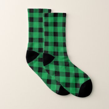 Forest Green Buffalo Country Lumberjack Plaid Socks by LifeOfRileyDesign at Zazzle